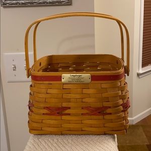 Vintage Longaberger Christmas 2000 Deck the Halls Basket Brown Weave Red Trim